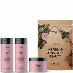 Дорожний набір Lakme teknia color stay: шампунь 100 мл, кондиціонер 100 мл, догляд за волоссям 50 мл