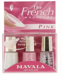 Набір для французького манікюру Mavala рожевий: white 5ml + riga 5ml + minute quick finish 5ml