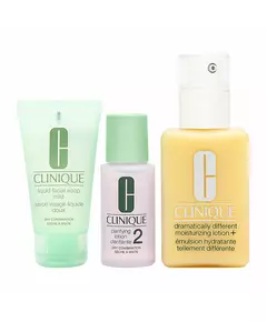 Набір засобів для догляду за шкірою обличчя Clinique Great Skin Start Here 3 Step Set Dramatically Different Lotion+, Fragrance Free, Cleansing Liquid Soap, Clarifying 2, 125 мл