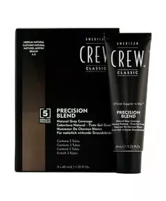 Набор полустойкой краски для волос American Crew Precision Blend 4-5 Natural Grey, 3 × 40 мл