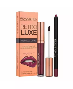 Набор жидкой металлической губной помады и карандаша для губ Makeup Revolution Retro Luxe Worth It, 5,5 мл