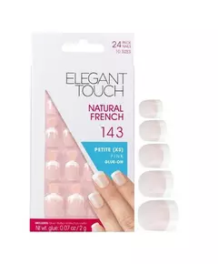 Набір штучних нігтів Elegant Touch Natural French Square Pink 143 Petite (XS), 24 штуки