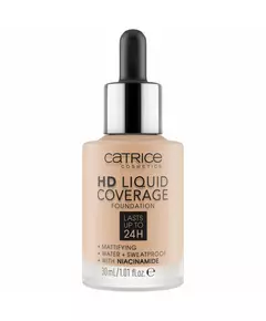 Рідка тональна основа для макіяжу Catrice HD LIQUID COVERAGE FOUNDATION 040-warm beige, 30 мл