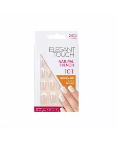 Набір накладних нігтів Elegant Touch Natural French Square Bare 101, Size Medium, 24 штуки