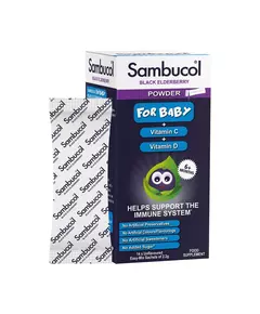 Вітаміни для підтримки імунної системи Sambucol Baby Powder Black Eldeberry Вітамін C & D, 14 шт. по, 14 × 2,2 г