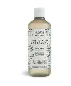 Питательный гель для душа I Love Naturals Collection Vegan, Lime Ginger & Cardamom, 500 мл