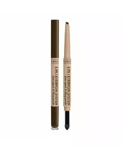 Кремовий олівець, пудра та щіточка для брів 3-в-1 Wibo 2 in 1 Eyebrow System 3 Dark Brown, 0,2 г
