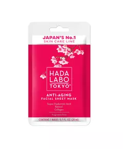 Антивозрастная тканевая маска для лица Hada Labo Tokyo Hyaluronic Acid & Collagen Day, 20 мл