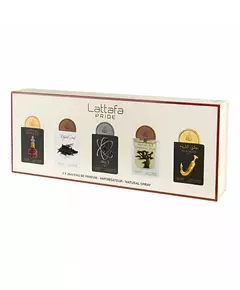 Набор парфюмерных вод для женщин Lattafa Artisan Ethnique, Natural Oud, Tharwah Silver, Eternal Oud, Shuyukh Gold, 20 мл