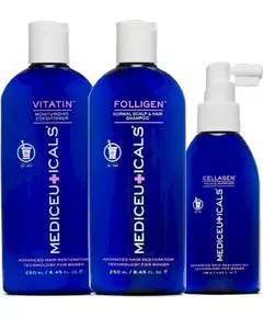 Передовая технология восстановления волос mediceuticals. набор fine: фоллиген 250 мл + целлаген 125 мл + витамин 250 мл.