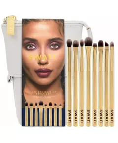 Набор пензлів для макіяжу swati luxe eye make-up brush set gold 8 pcs