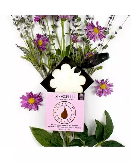 Пенная многоразовая губка для душа Spongelle Spongelle boxed flower french lavender 85g, изображение 2