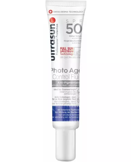 Антивозрастной солнцезащитный флюид для лица Ultrasun photo age control spf50 40ml, изображение 2