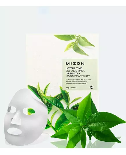 Тканевая маска с экстрактом зеленого чая Mizon joyful time essence 23g, изображение 3