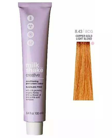 Фарба для волосся Milk_Shake creative permanent color 8.43 мідно-золотий світло-блонд 100мл, зображення 2