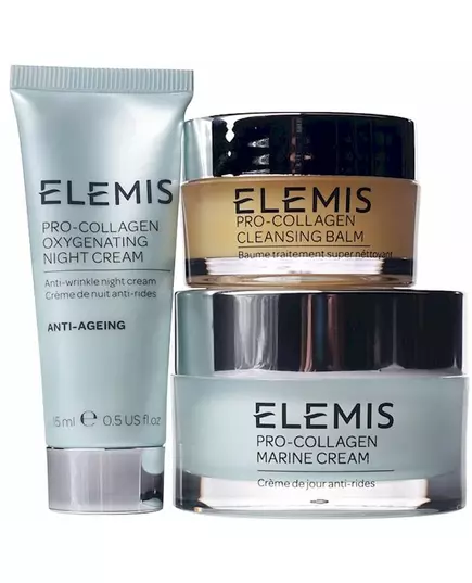 Вип-набор elemis: Elemis pro-collagen кислородный ночной крем 15 мл + Elemis pro-collagen marine крем 30 мл + очищающий бальзам Elemis pro-collagen 20 г