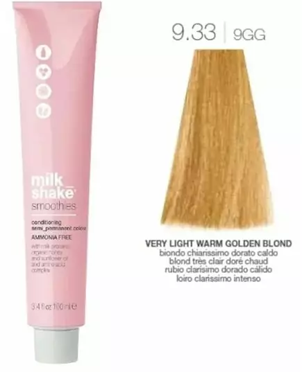 Краска для волос Milk_Shake smoothies semi permanent color 9.33 very light warm golden blond 100ml, изображение 3