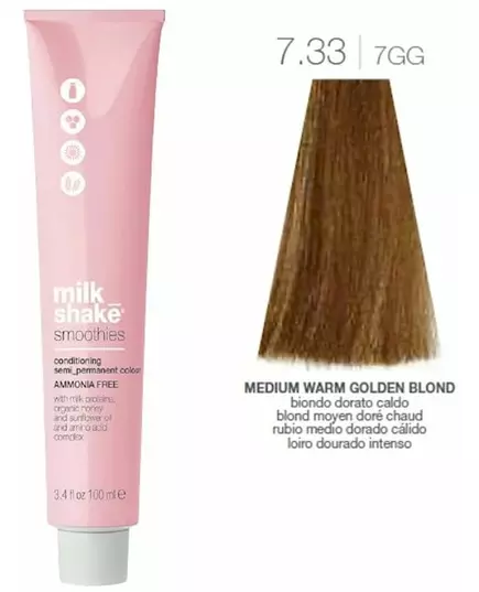 Краска для волос Milk_Shake smoothies semi permanent color 7.33 medium intense golden blonde 100ml, изображение 3
