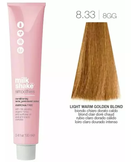 Краска для волос Milk_Shake smoothies semi permanent color 8.33 light intense golden blonde 100ml, изображение 3