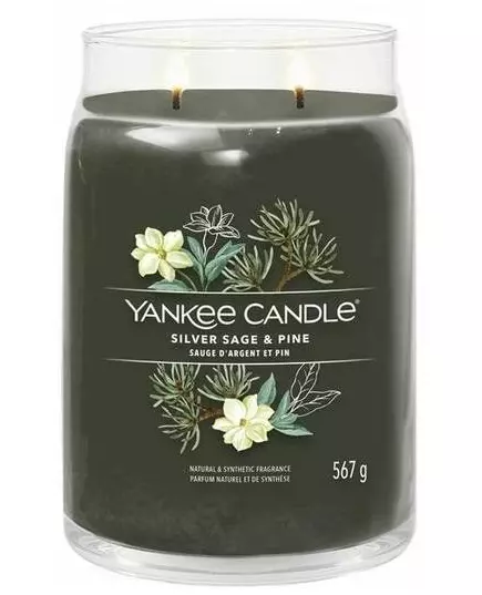 Срібна свічка з шавлією та сосною Yankee Candle silver sage & pine large jar 567g, зображення 2