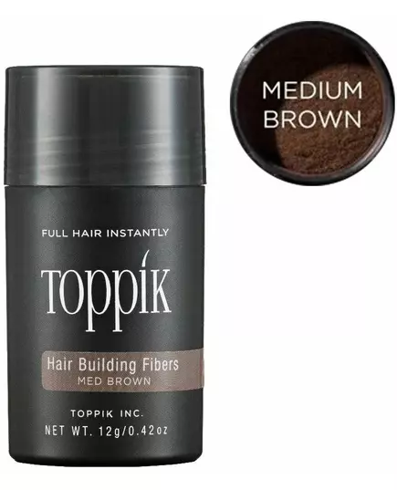Фибра для укрепления волос Toppik hair building fibres средне-коричневая 12г, изображение 2