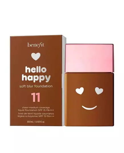 Матирующий жидкий тональный крем Benefit Hello Happy Soft Blur 11 Dark Neutral, SPF 15, 30 мл, изображение 2