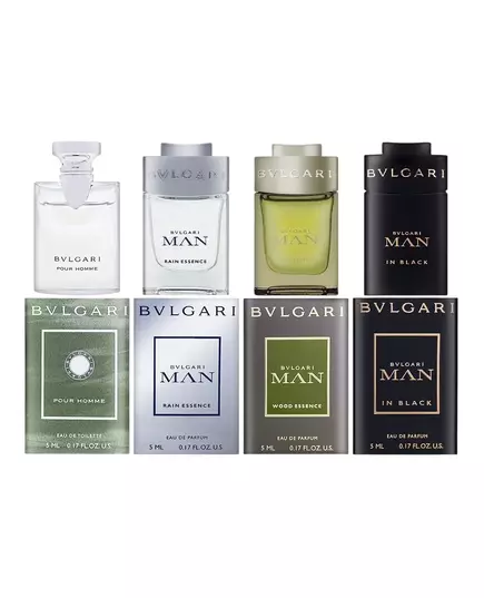 Набір парфумерних мініатюр Bvlgari Rain Essence, Man in Black, pour Homme, Wood Essence, 5 мл