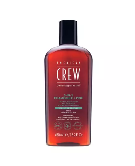 Зволожувальний шампунь, кондиціонер і гель для душу 3-в-1 American Crew Tea Tree Chamomile & Pine, 450 мл