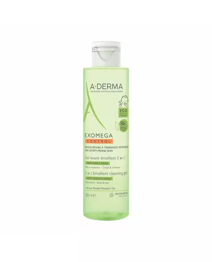 Очищувальний гель для волосся та тіла A-Derma Exomega Control Anti-Scratching & Soothing, 200 мл