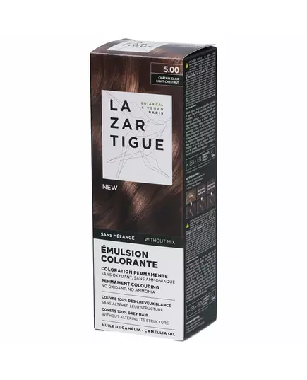 Стойкая краска для волос Lazartigue Emulsion Colorante 5.00 Light Chestnut, 60 мл