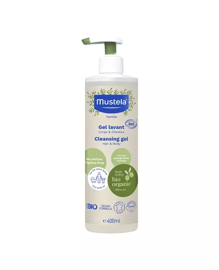 Гель для душу для волосся та тіла Mustela Organic Olive Oil Для всіх типів шкіри, 400 мл