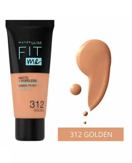 Матуюча тональна основа Maybelline Fit Me Matte + Poreless 312 Golden, 30 мл, зображення 3