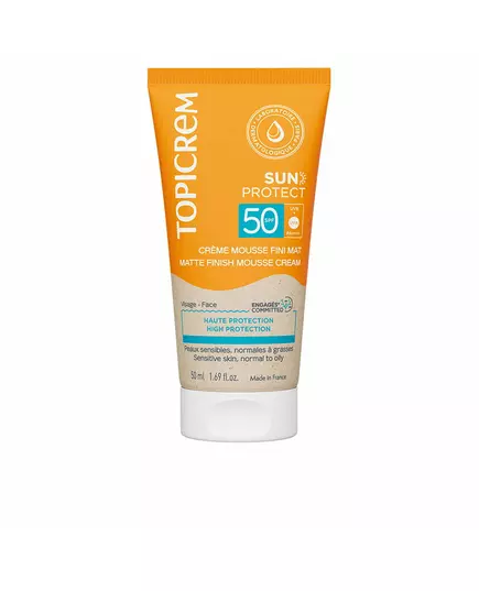 Матирующий крем-мусс для лица с SPF50+ Topicrem SUN PROTECT, 50 мл