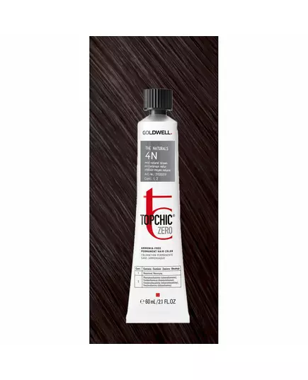 Стойкая краска для волос Goldwell TopChic Zero 4N Mid Natural Brown, 60 мл, изображение 2