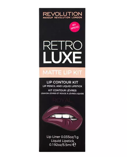 Набор жидкой матовой губной помады и карандаша для губ Makeup Revolution Retro Luxe Royal, 5,5 мл, изображение 2