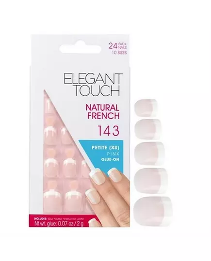 Набір штучних нігтів Elegant Touch Natural French Square Pink 143 Petite (XS), 24 штуки