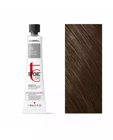 Стойкая краска для волос Goldwell TopChic Zero 6N Dark Natural Blonde, 60 мл, изображение 2