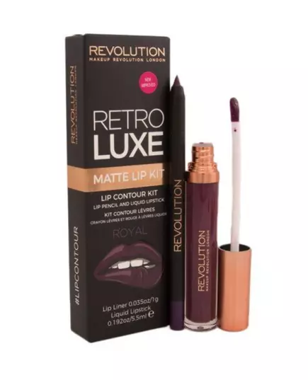 Набор жидкой матовой губной помады и карандаша для губ Makeup Revolution Retro Luxe Royal, 5,5 мл