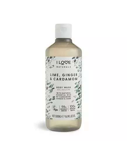 Зволожувальний гель для душу I Love Naturals Collection Vegan Lime Ginger & Cardamom Для всіх типів шкіри, 500 мл