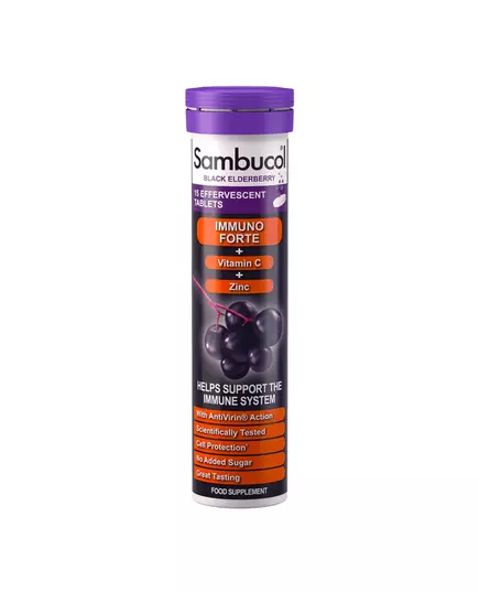 Шипучі таблетки для підтримки імунної системи Sambucol Immuno Forte+, 15 штук