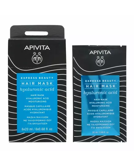 Зволожувальна крем-маска для догляду за волоссям Apivita Hyaluronic Acid, 20 мл