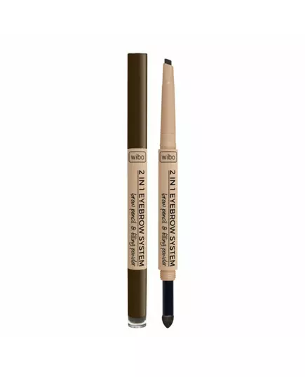Кремовий олівець, пудра та щіточка для брів 3-в-1 Wibo 2 in 1 Eyebrow System 3 Dark Brown, 0,2 г