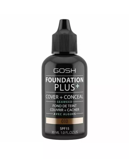 Рідкий тональний крем GOSH Foundation Plus+ Cover & Conceal 010 Tan, SPF15, 30 мл, зображення 2