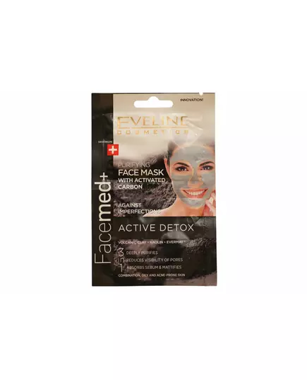 Набор глиняных масок для лица Eveline Cosmetics Facemed+ Active Detox Carbon Detoxifying, 2 × 10 мл