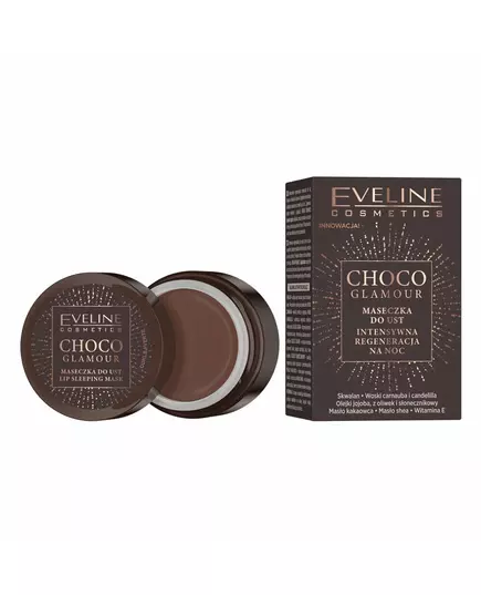 Нічна регенерувальна маска для губ Eveline Cosmetics Choco Glamour, 12 мл, зображення 2