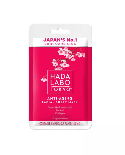Антивозрастная тканевая маска для лица Hada Labo Tokyo Hyaluronic Acid & Collagen Day, 20 мл, изображение 2