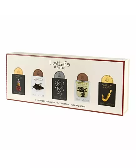 Набор парфюмерных вод для женщин Lattafa Artisan Ethnique, Natural Oud, Tharwah Silver, Eternal Oud, Shuyukh Gold, 20 мл