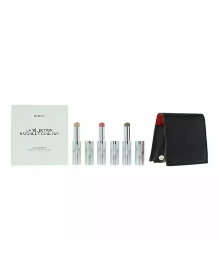 Набор многофункциональных теней для век в стике Byredo 509 Solar Flare, Kumato Face, Flower Play, кожаный чехол, 3,5 г