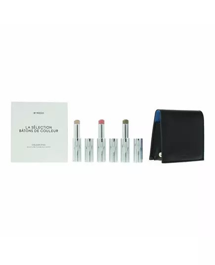 Набор многофункциональных теней-стиков для век Byredo Blue Set 509 Solar Flare, Kumato Face, Flower Play, кожаный чехол, 3,5 г
