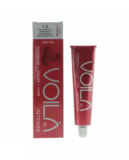 Стійка фарба для волосся Intercosmo Voila 3C Intense 7.6 Renaissance Red, 60 мл
